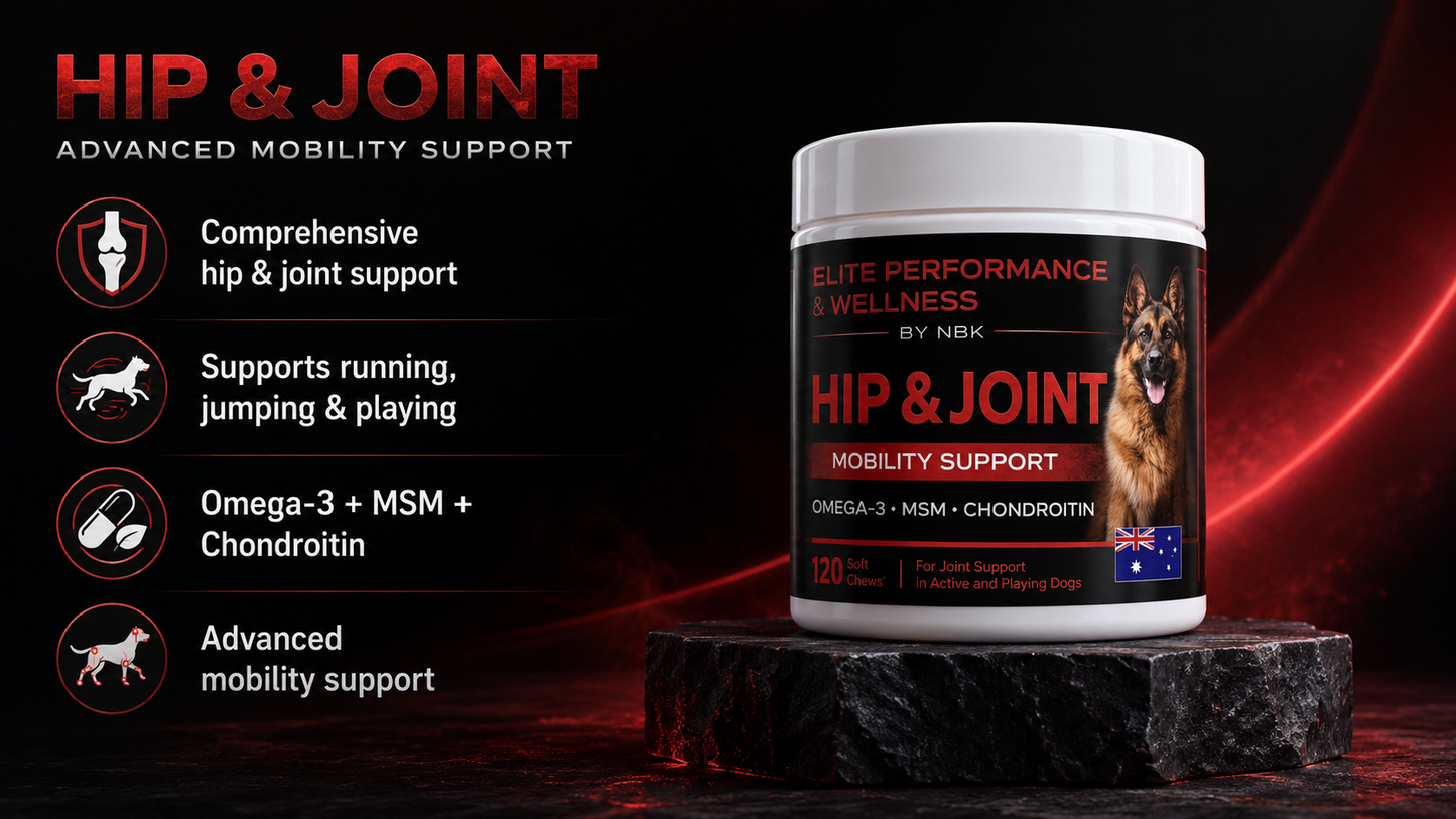 Dog eating Hip & Joint mobility soft chew supplement