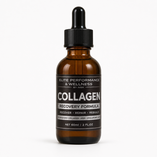 Recovery Collagen liquid dog supplement bottle with dropper front view