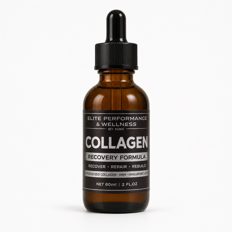 Recovery Collagen liquid dog supplement bottle with dropper front view