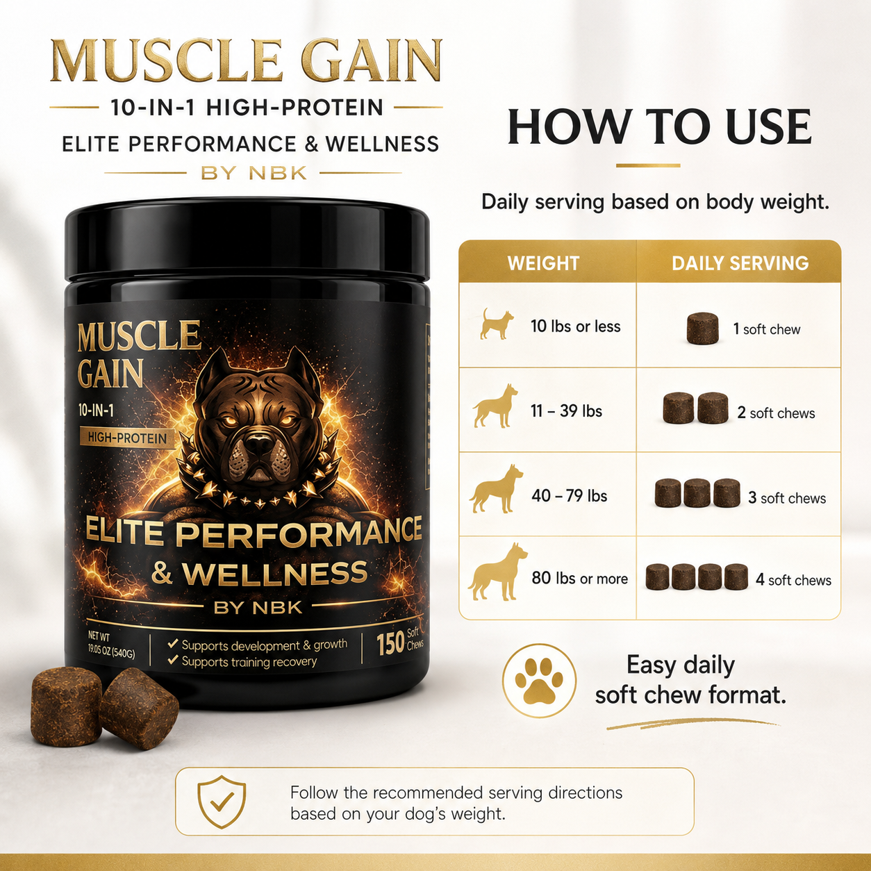 Dog muscle building supplement for all breeds soft chews