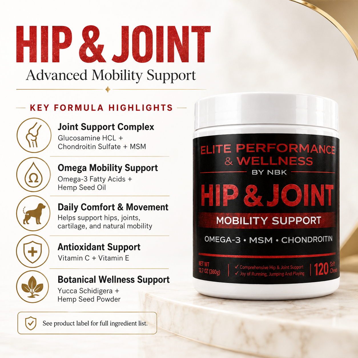 Active dog running after taking Hip & Joint joint supplement