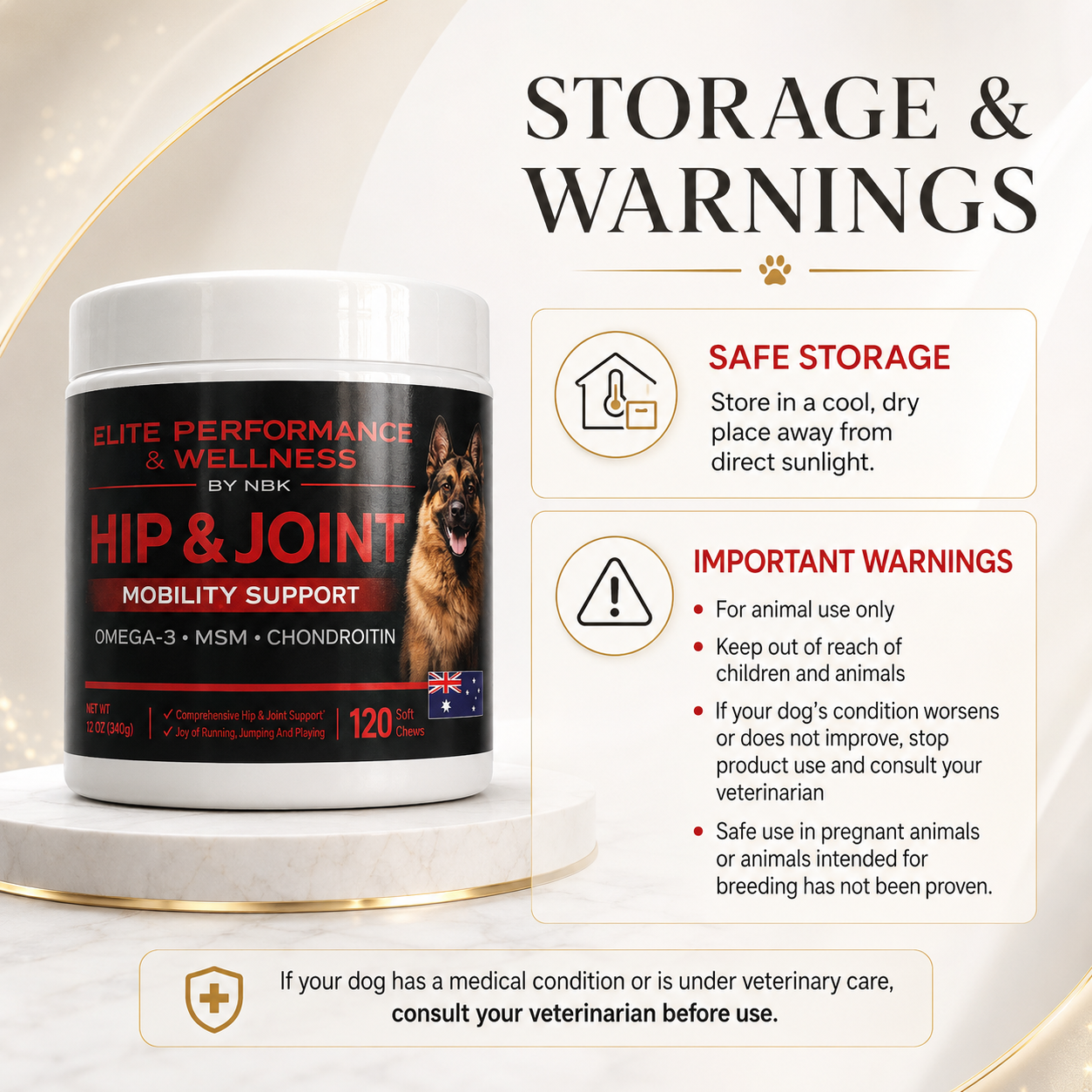 Hip & Joint dog supplement for large breeds and American Bullies